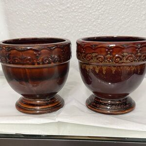 Vintage Brown Ceramic Planters